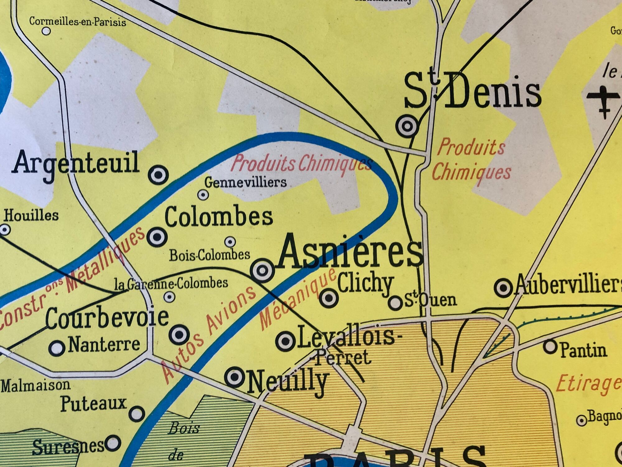 Ancienne carte de Paris et sa région années 50