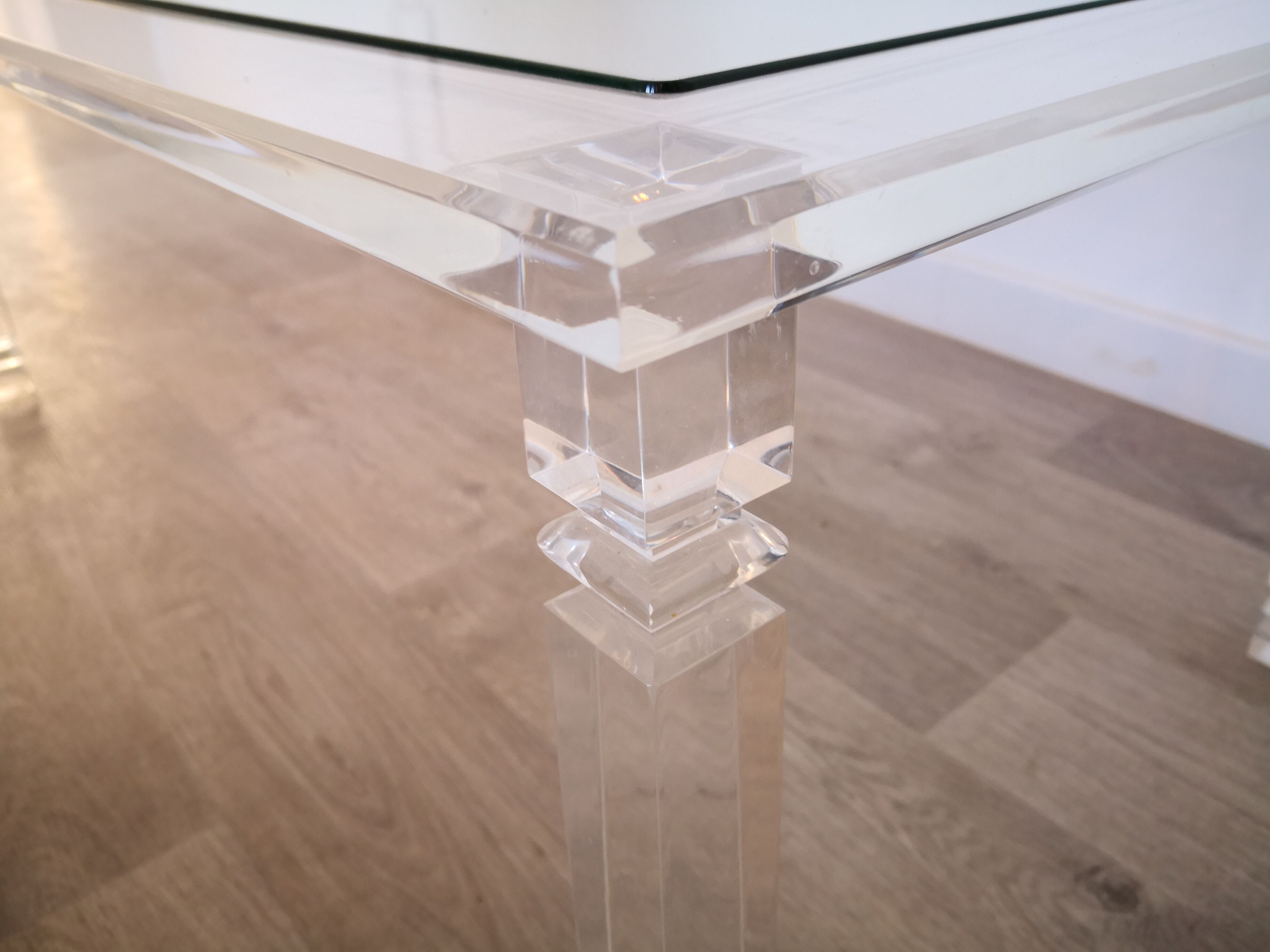 Plexiglas and glass coffee table