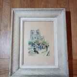 Aquarelle "Notre-Dame de Paris vue des quais "