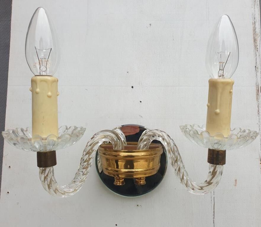 Applique 2 bras verre Murano vintage 1950