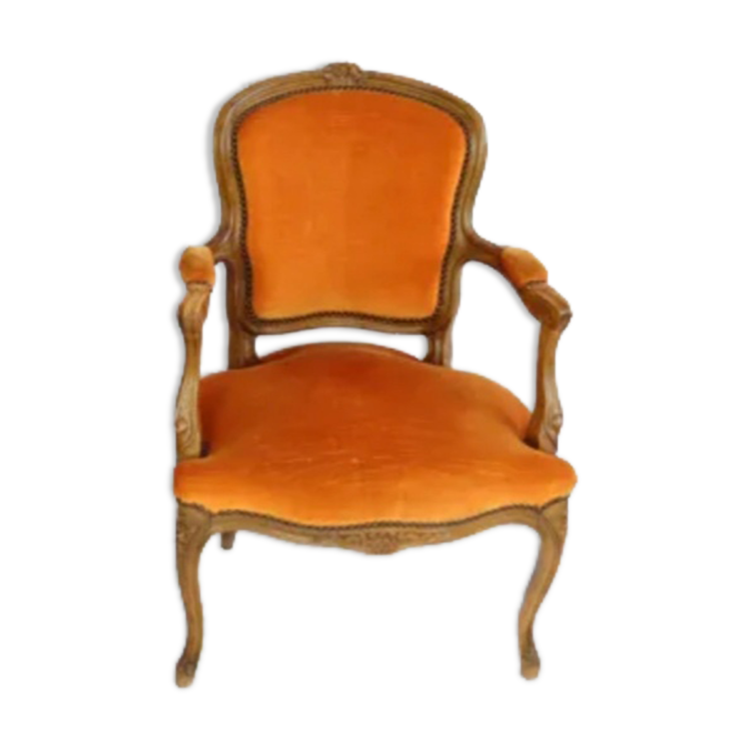 Orange ras ras velvet louis XV chair