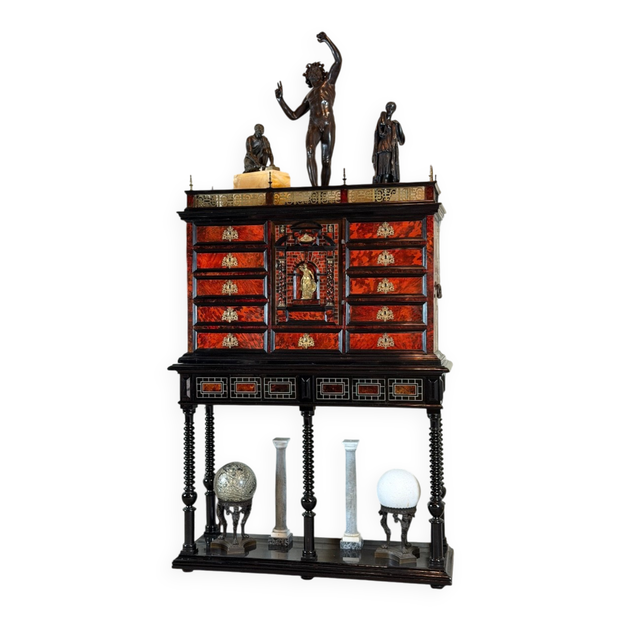 Antwerp cabinet, ebony, tortoiseshell, rosewood and bone, 17th century.