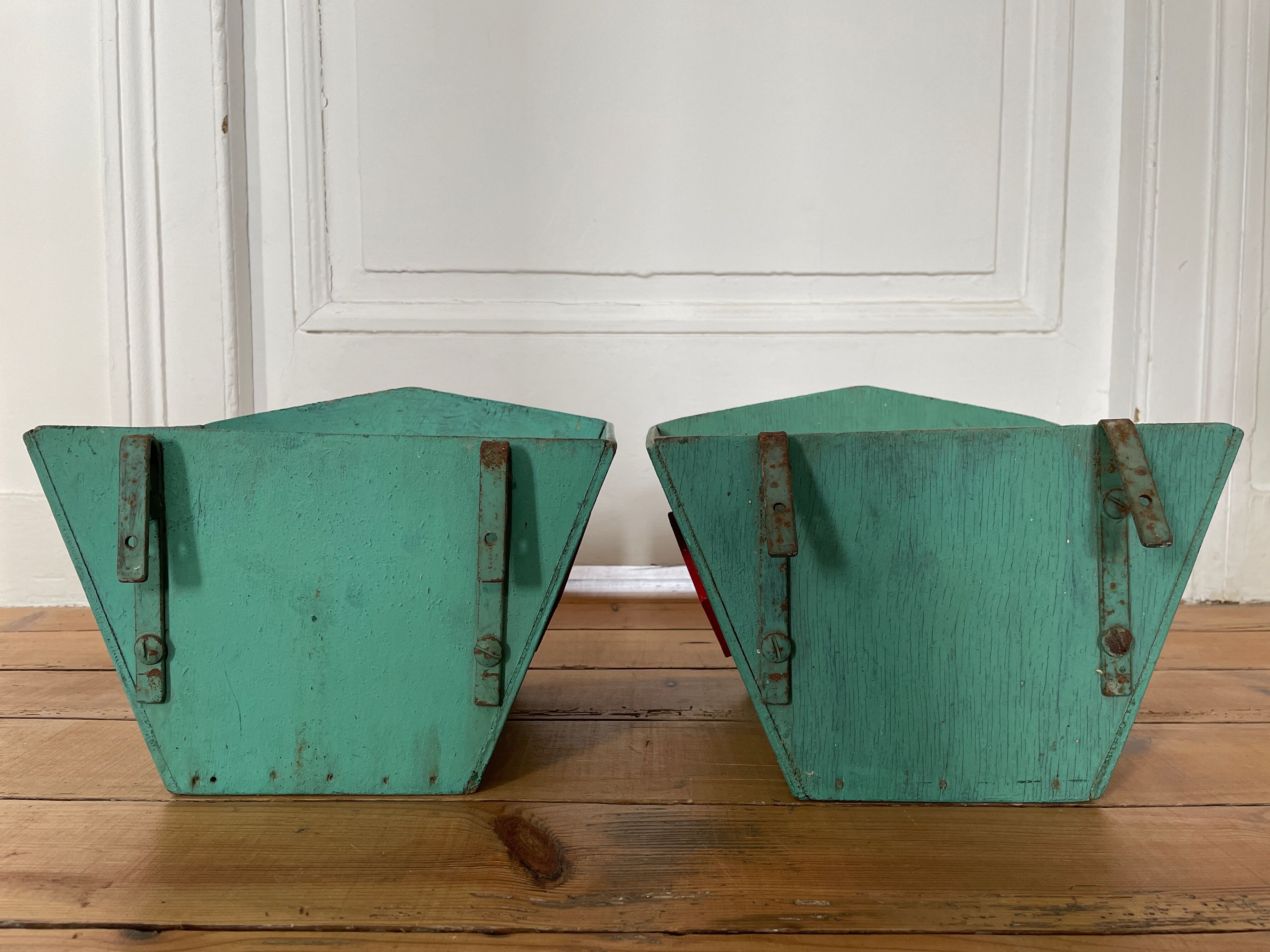 Pair of vintage wooden planters, circa 1950