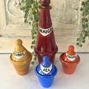 French 1950s ceramic vinaigrette set, Pol Chambost style