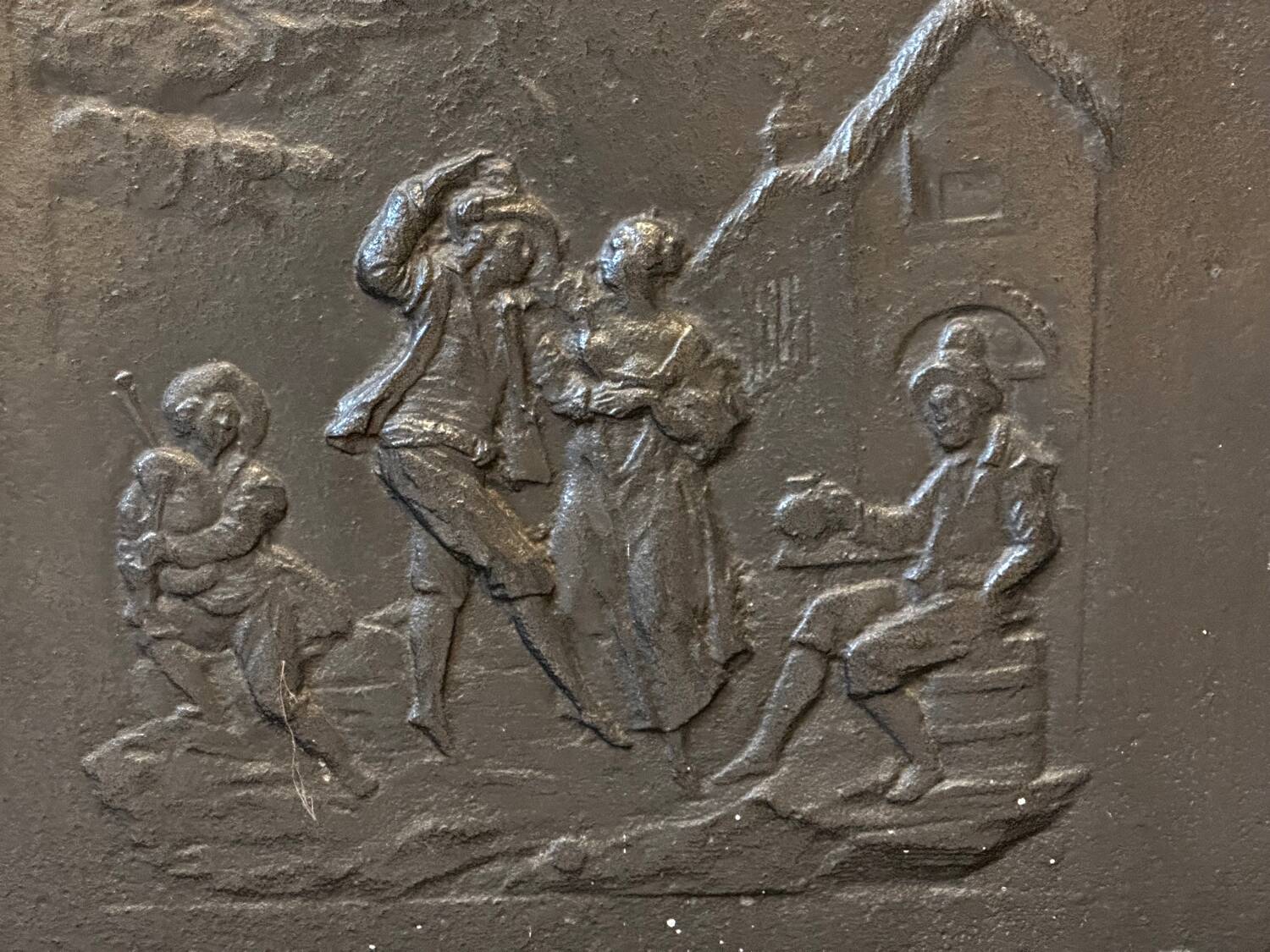 Cast iron fireplace plaque rural scene 64/64 cm