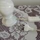 French Vintage Small Marble Table Lamp – Cream with Beige & Blue Veins 5237