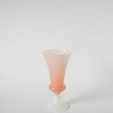 Opaline vase, pink with white feet, 1960