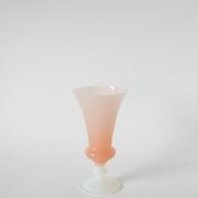 Opaline vase, pink with white feet, 1960