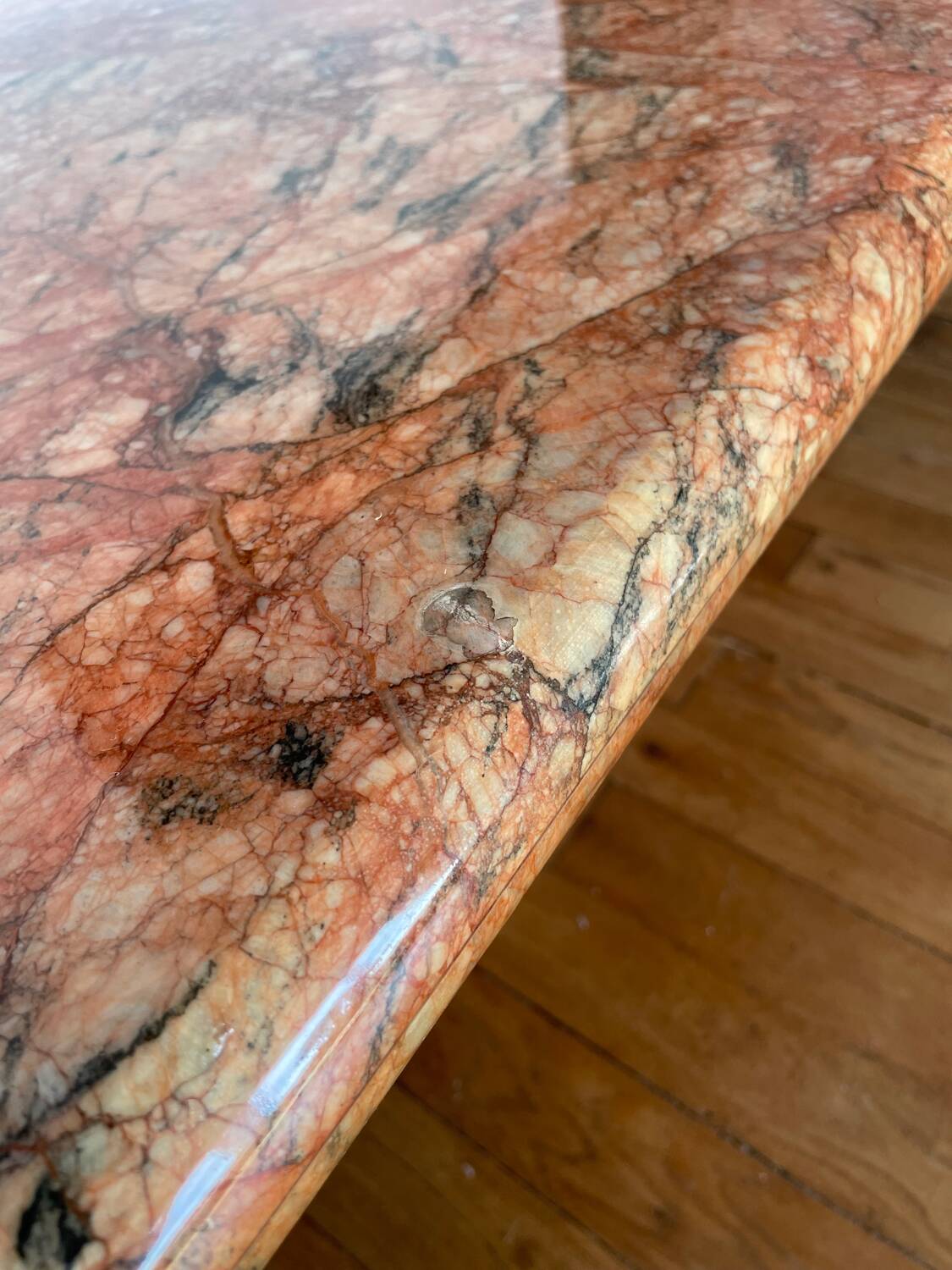 Pink marble coffee table