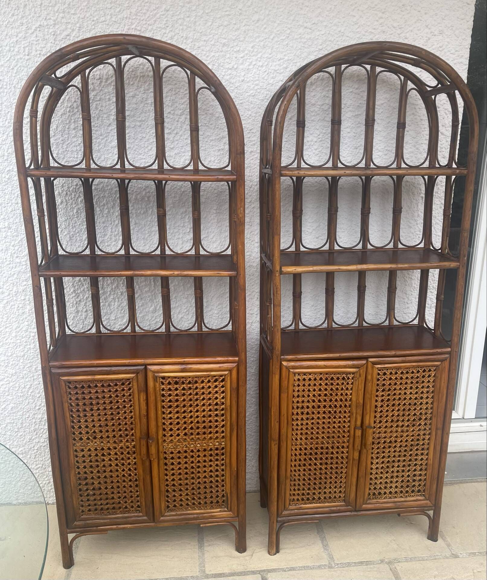 Vintage rattan libraries