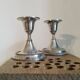2 small silver metal candle holders