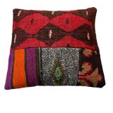 Vintage turkish kilim patchwork cushion cover , 40 x 40 cm