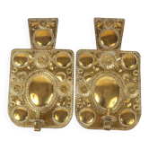 Pair of large baroque-style brass wall sconces, Swedish mid-century