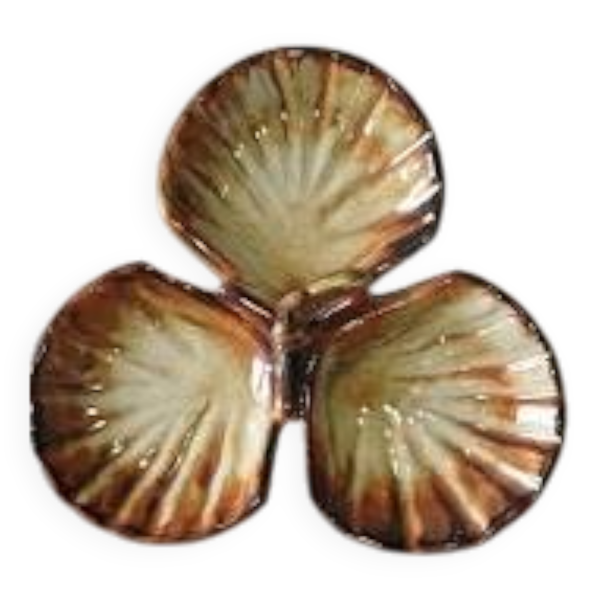 Grand plat coquille Saint-Jacques – Faïence française – Années 50–70 – Vint