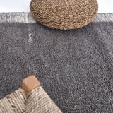 6x9 Dark Brown Handmade Wool Vintage Rug, 196x293Cm