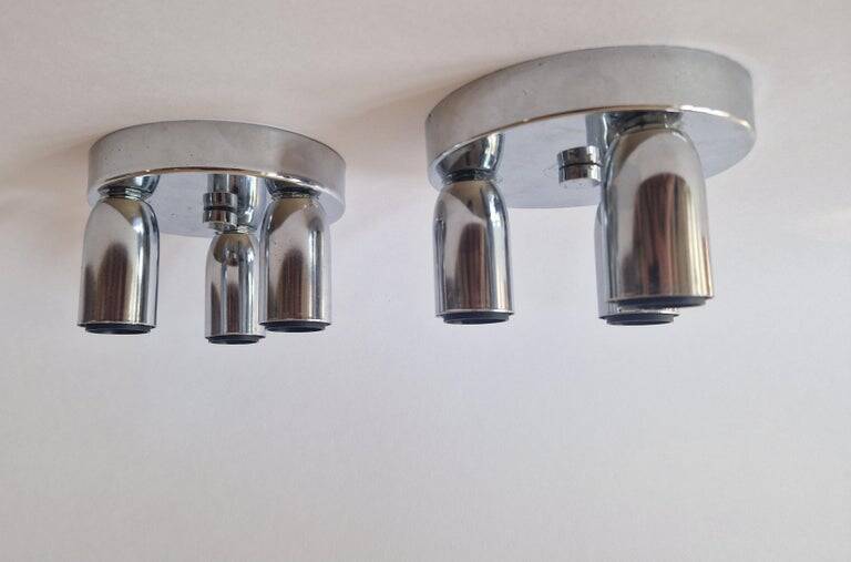 Set of Two Wall Lamps, Flush Mount, Sputnik, Space Age, Italy, 1970s