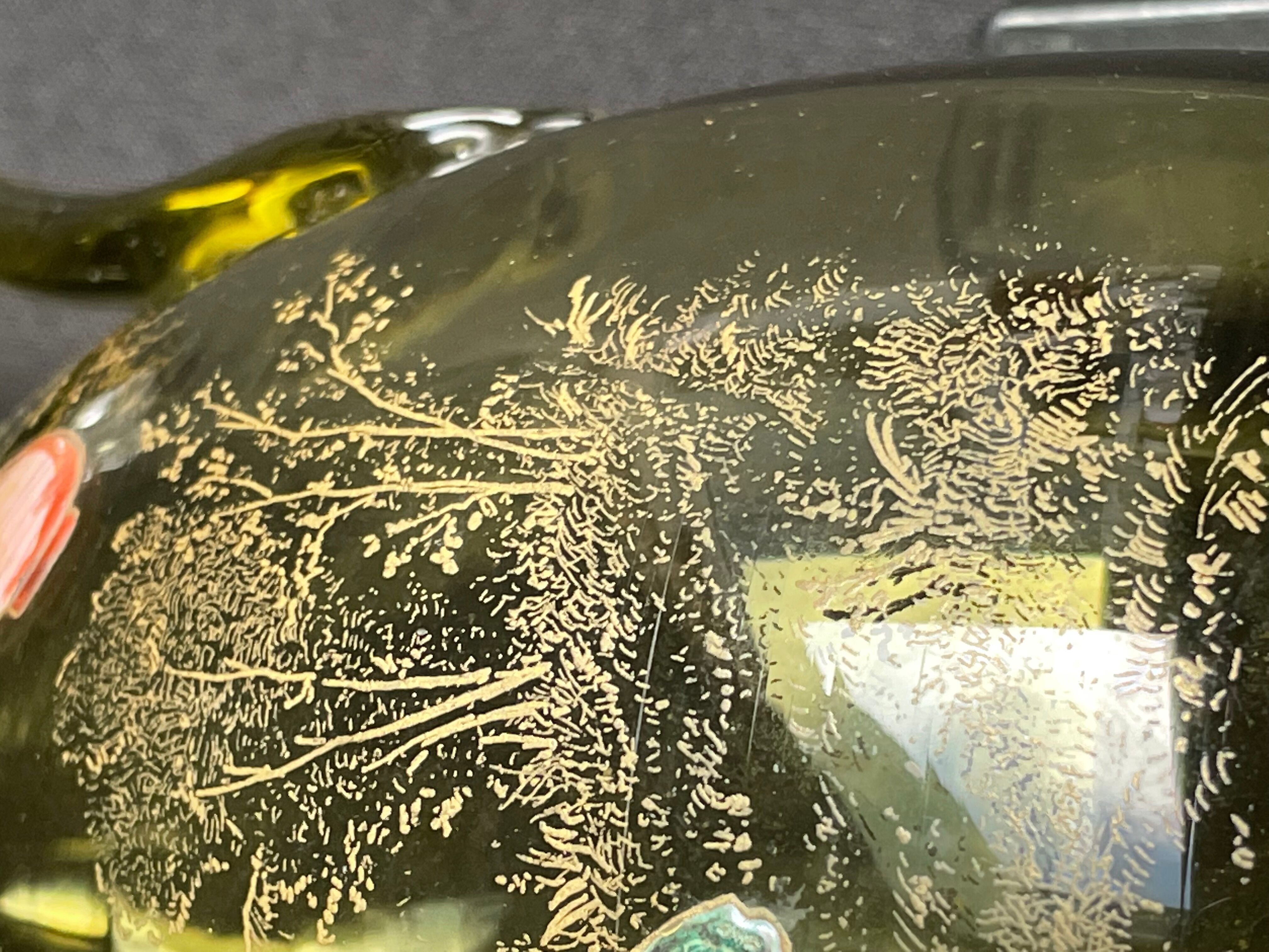 François-Théodore Legras - Verrerie La Plaine Saint Denis - Broc on pedestal with antique green background