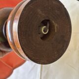 1950s wooden and pink fabric table lamp