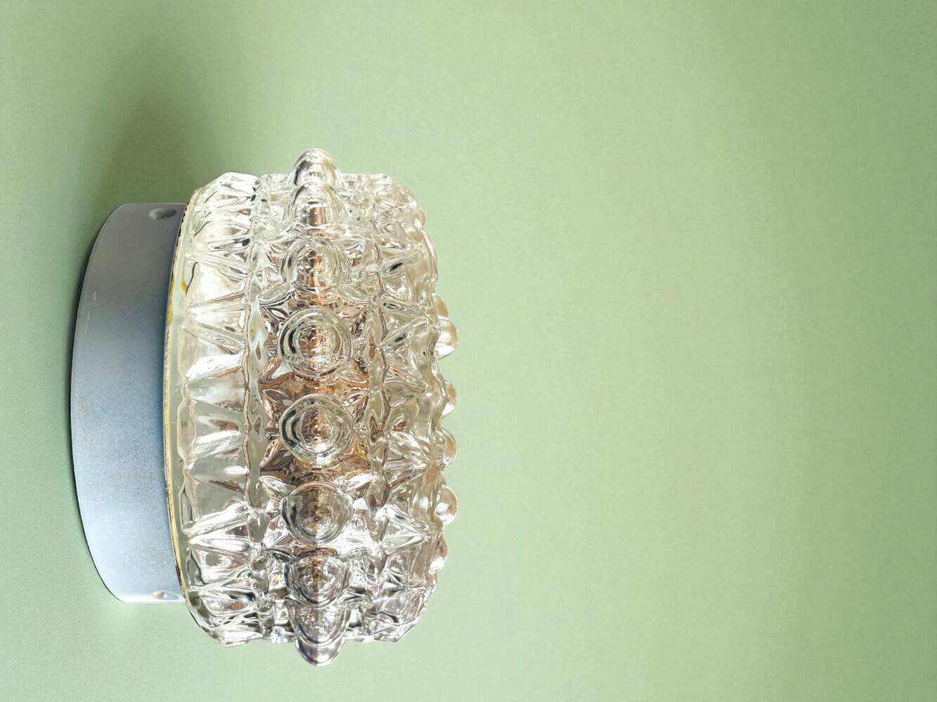 Pair glass flush mounted lamps