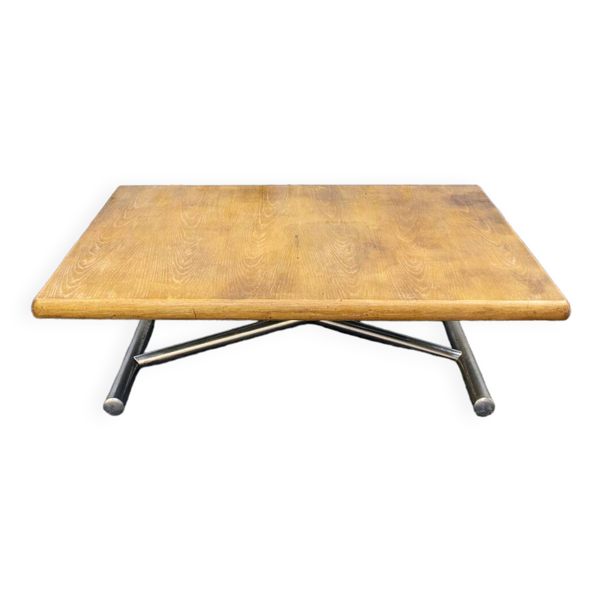 Adjustable height table-table, metal and wood Italy, 1960s