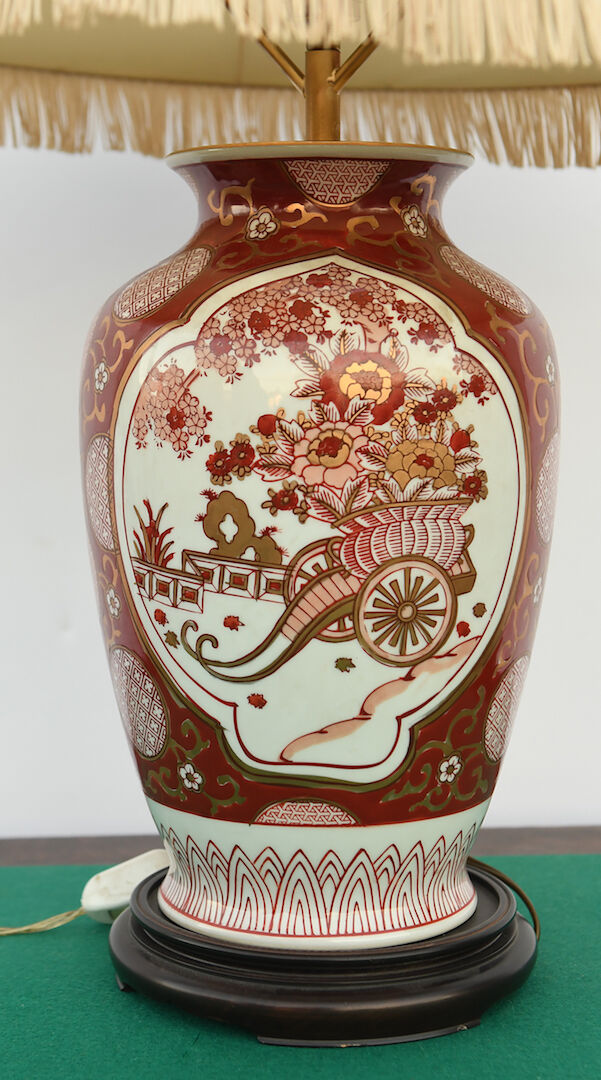 Porcelain vase mounted in lamp