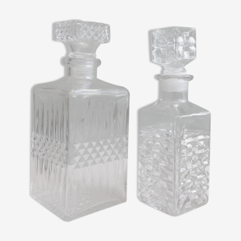 Vintage whisky carafes duo
