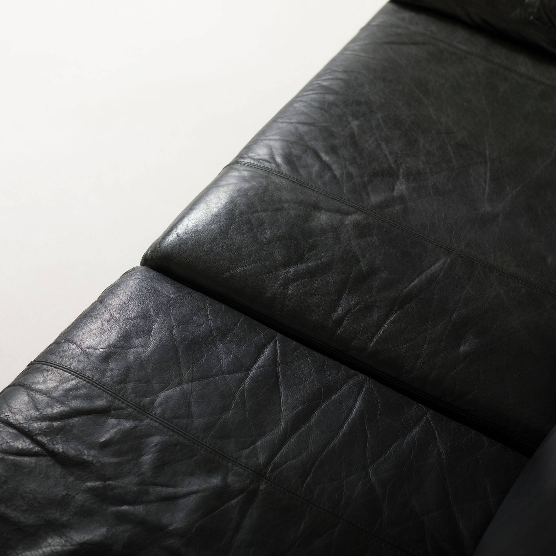 Cor Conseta black leather 3 seater sofa, Germany, 1970s