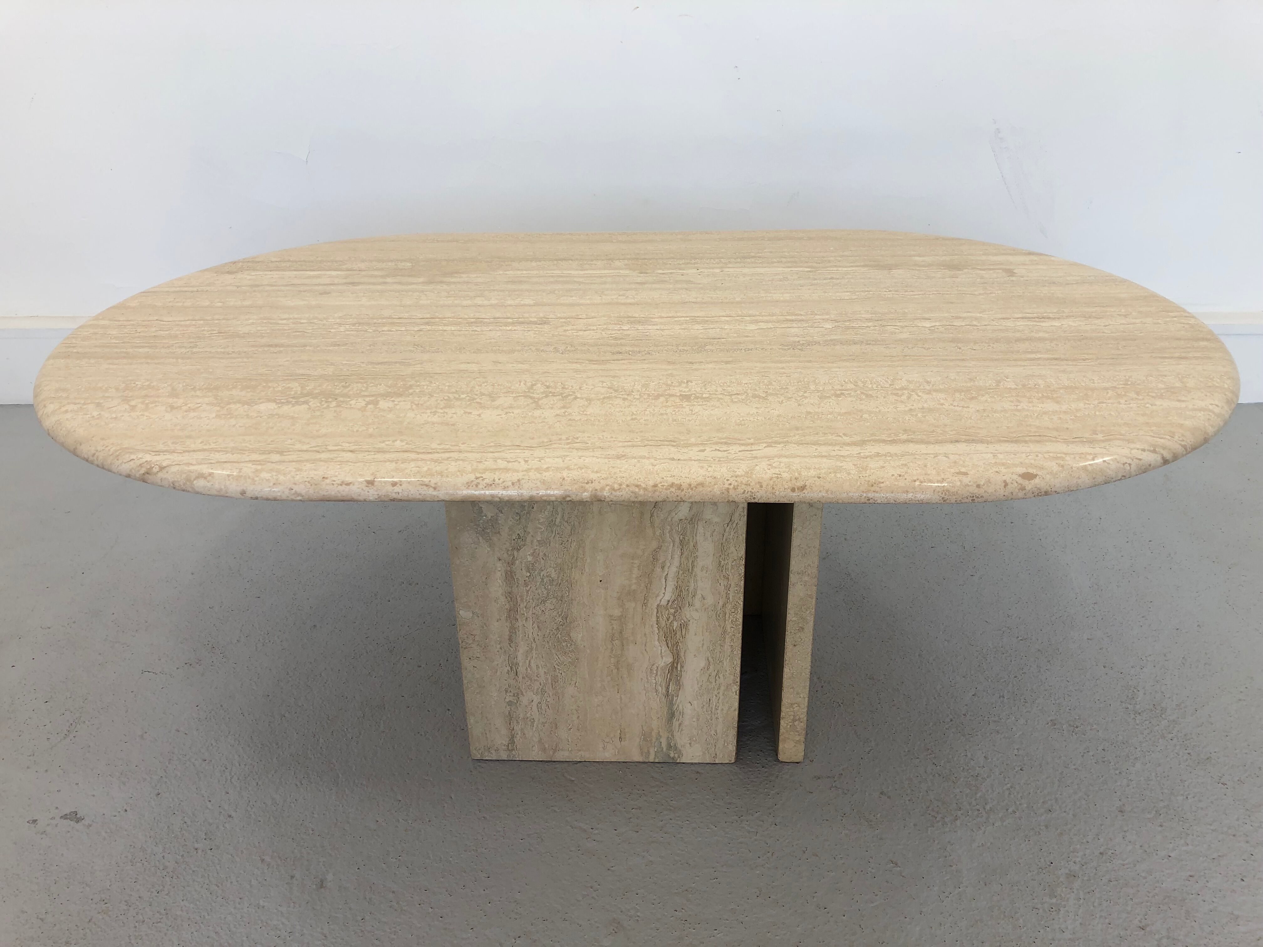 French Coffee Table in Travertine and Marble, 1960s