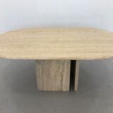French Coffee Table in Travertine and Marble, 1960s