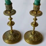 Pair of neoclassical brass candlesticks