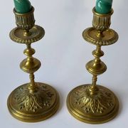 Pair of neoclassical brass candlesticks