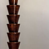 Modernist walnut wood table lamp - 70s