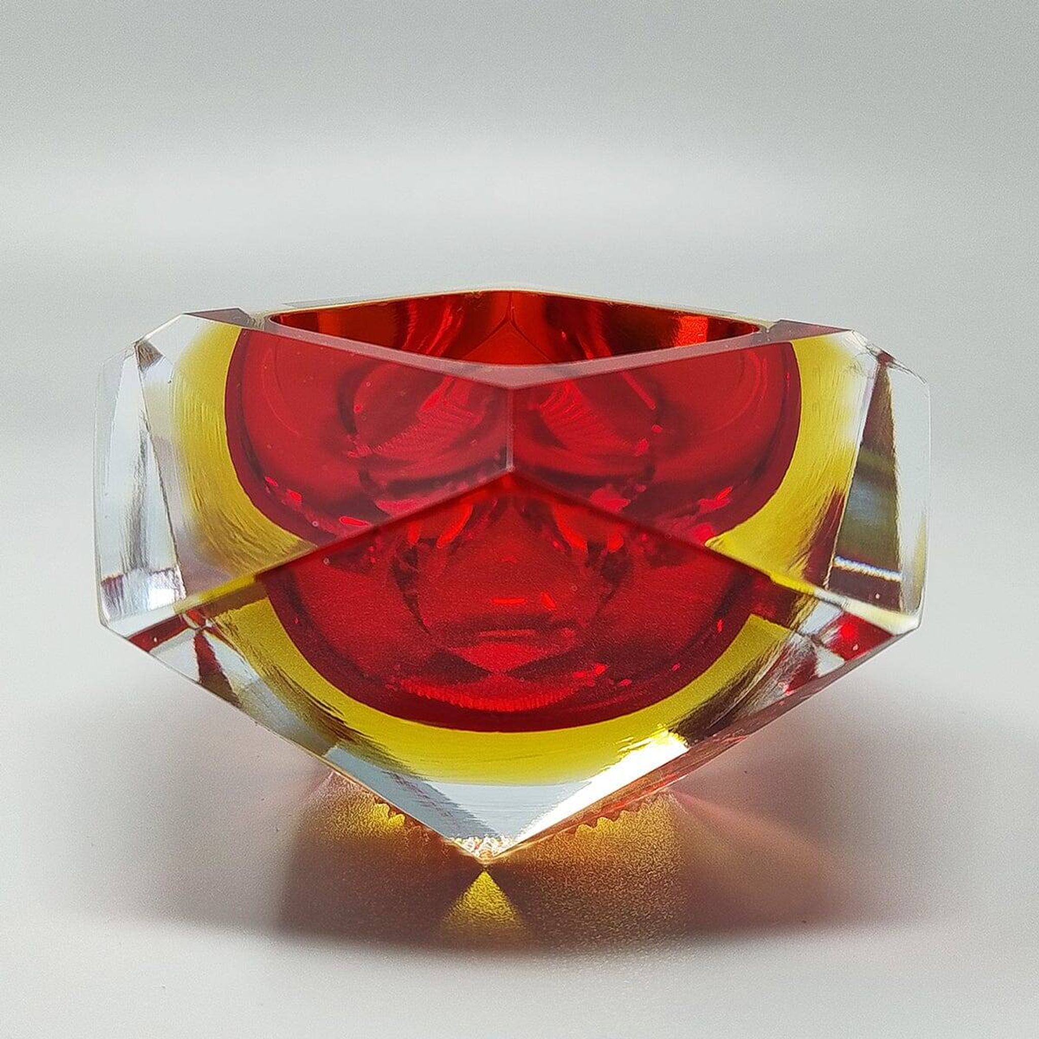 1960s Gorgeous Red and Yellow Ashtray or Catchall by Flavio Poli for Seguso