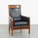Fauteuil Art Déco en cuir de vachette noir et bois