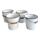 Set of 4 Vintage White Enamel Bucket Planter: 1970s EMO Celje Yugoslavia