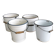 Set of 4 Vintage White Enamel Bucket Planter: 1970s EMO Celje Yugoslavia
