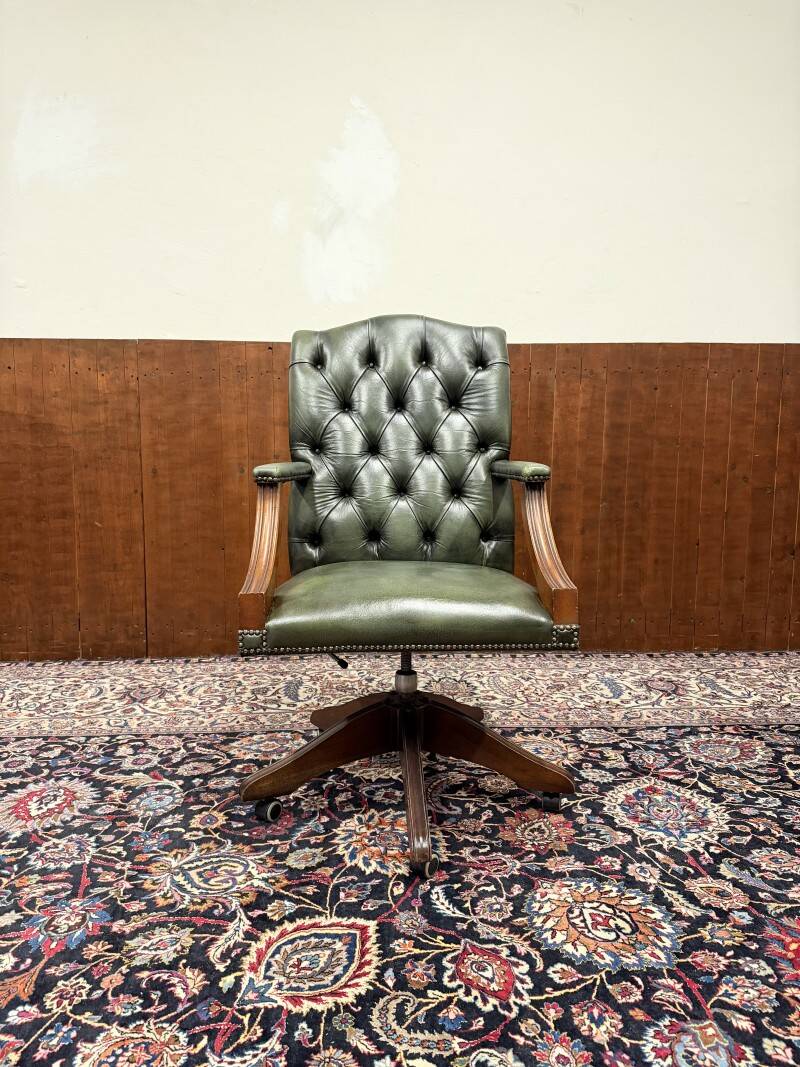 English Chesterfield Green Office Chair