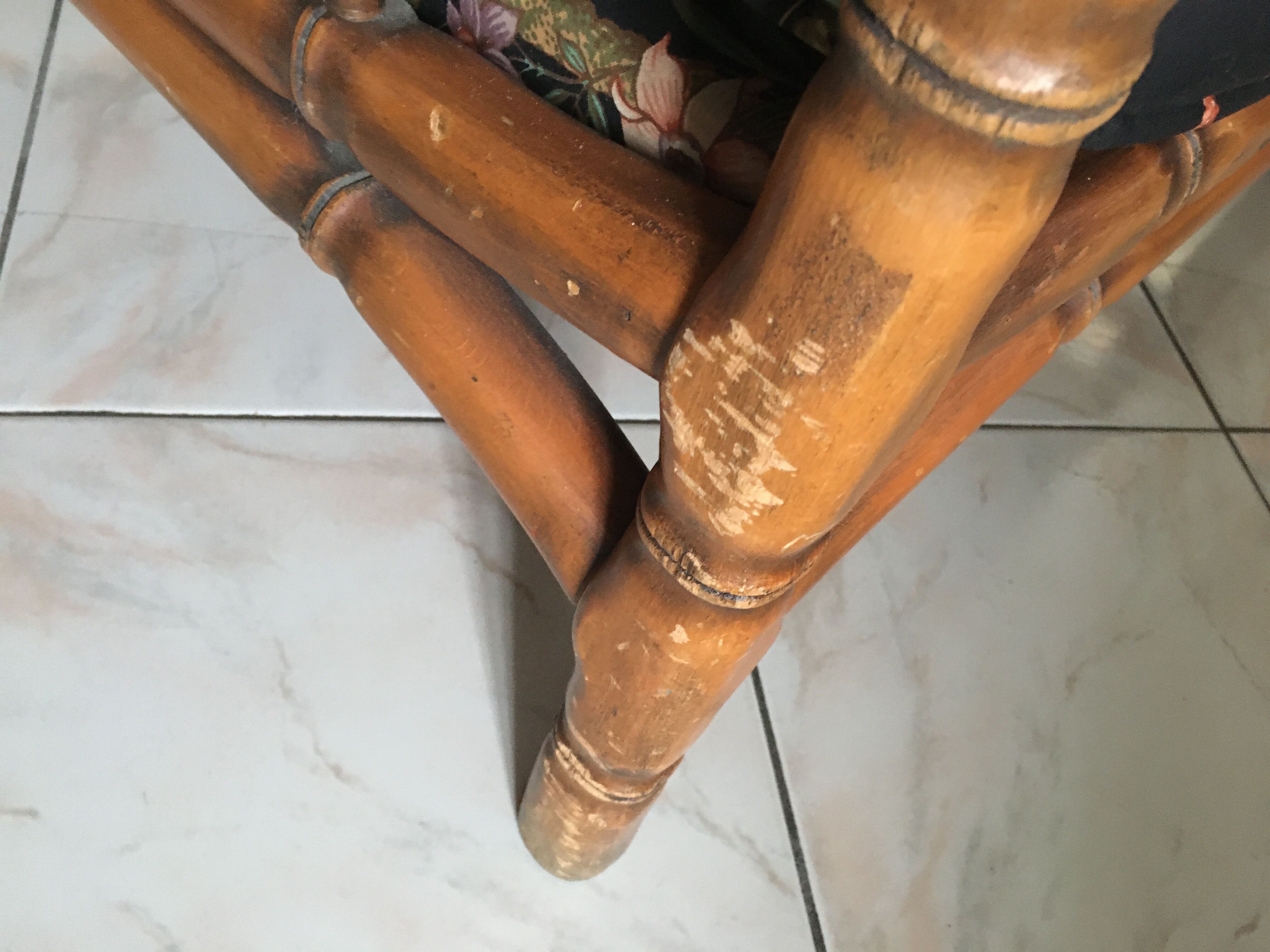 Faux bamboo chair with cushion