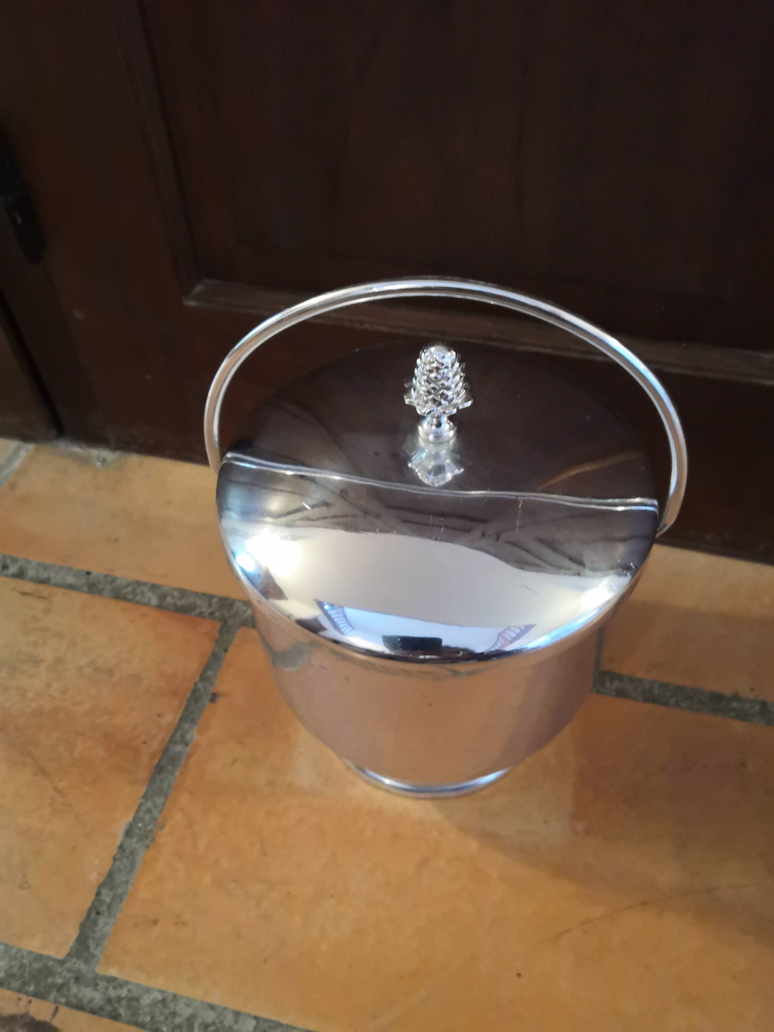 Vintage stainless steel ice bucket from the 70s