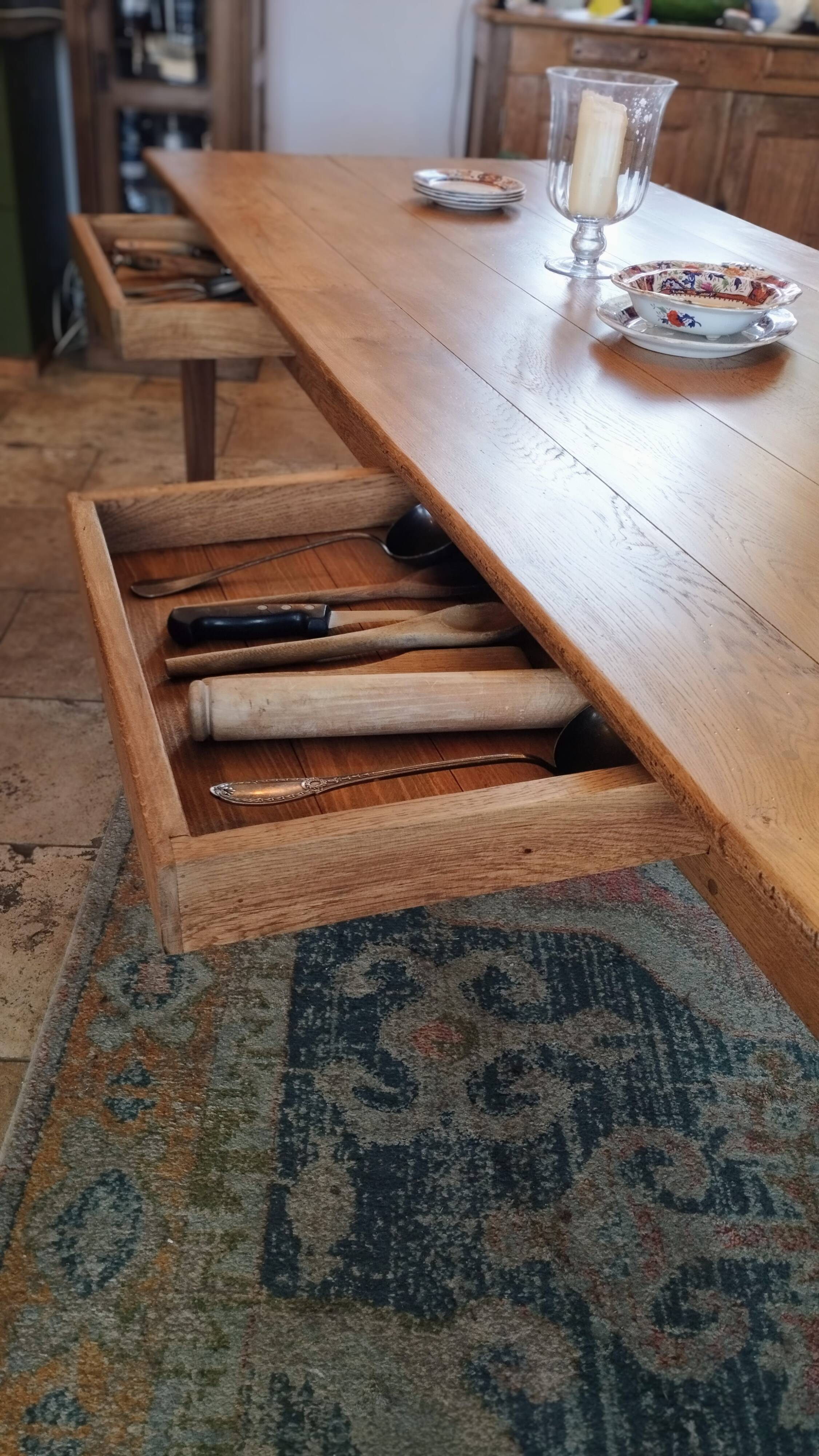 Solid oak farmhouse table 260x100
