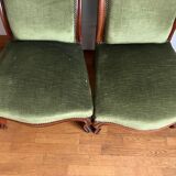 Paires de fauteuils en velours vert