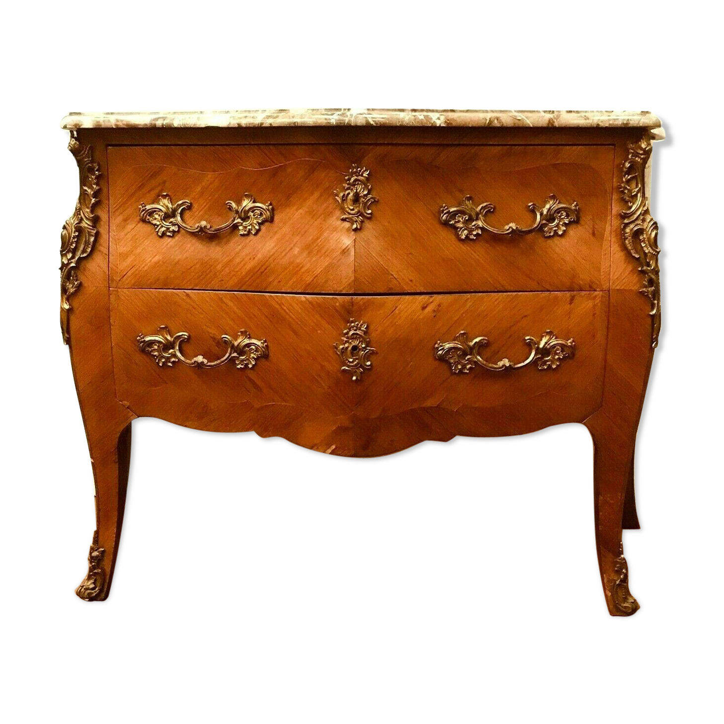 Louis XV-style Gabée chest of drawers in 20th century rosewood marquetry