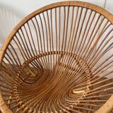 Pair of rattan ball-shaped armchairs from the 50s/60s