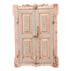 Old art deco cabinet in original turquoise-pink patina Burmese teak