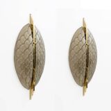 Pair of Modern Italian Murano Glass and Brass Sconces