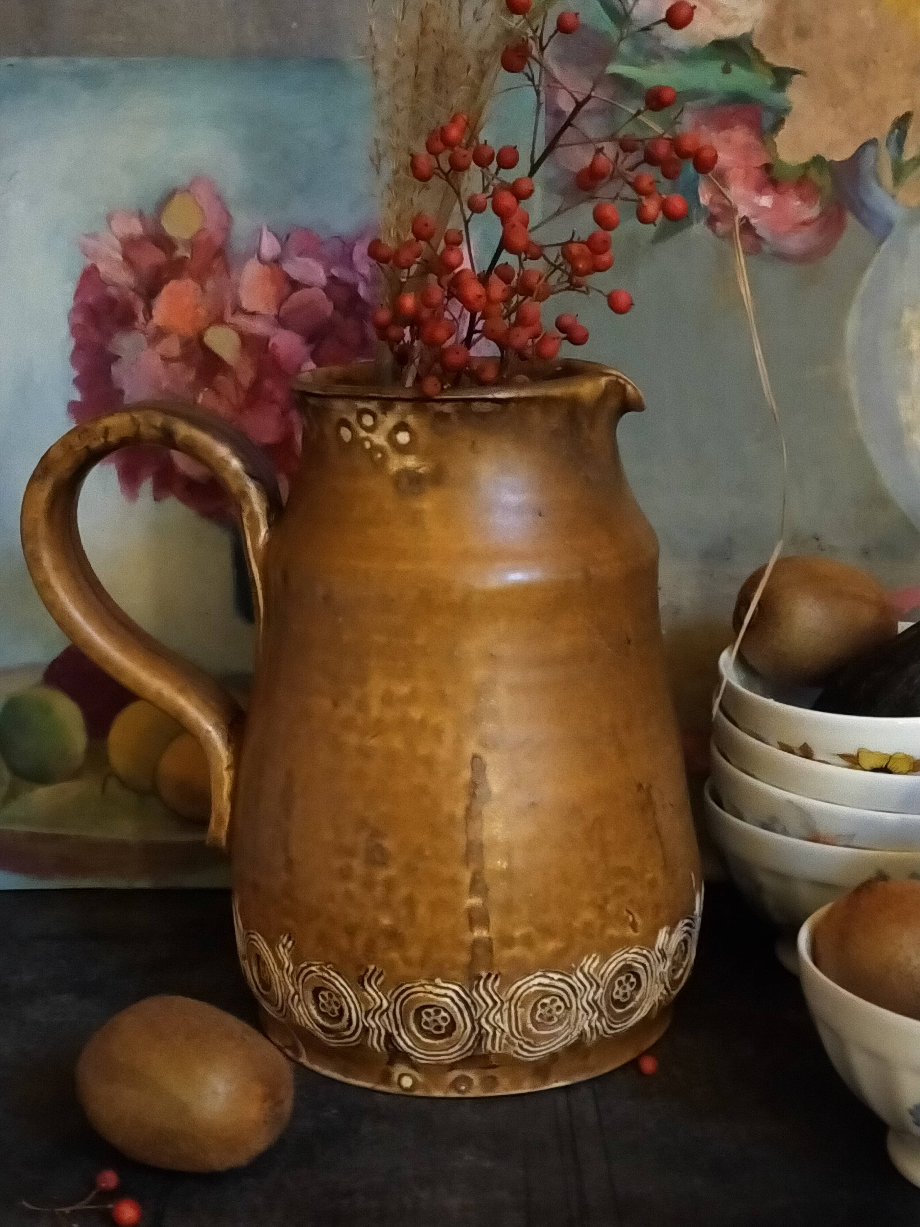 Ceramic potter's pitcher by F.CHEDEVILLE 20th century