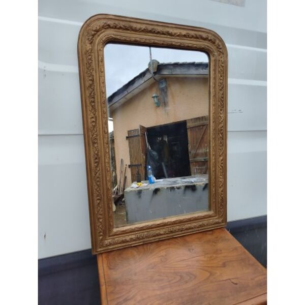 Miroir de cheminée XIXe bois et stuc doré