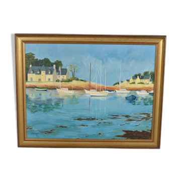 Huile sur toile marine