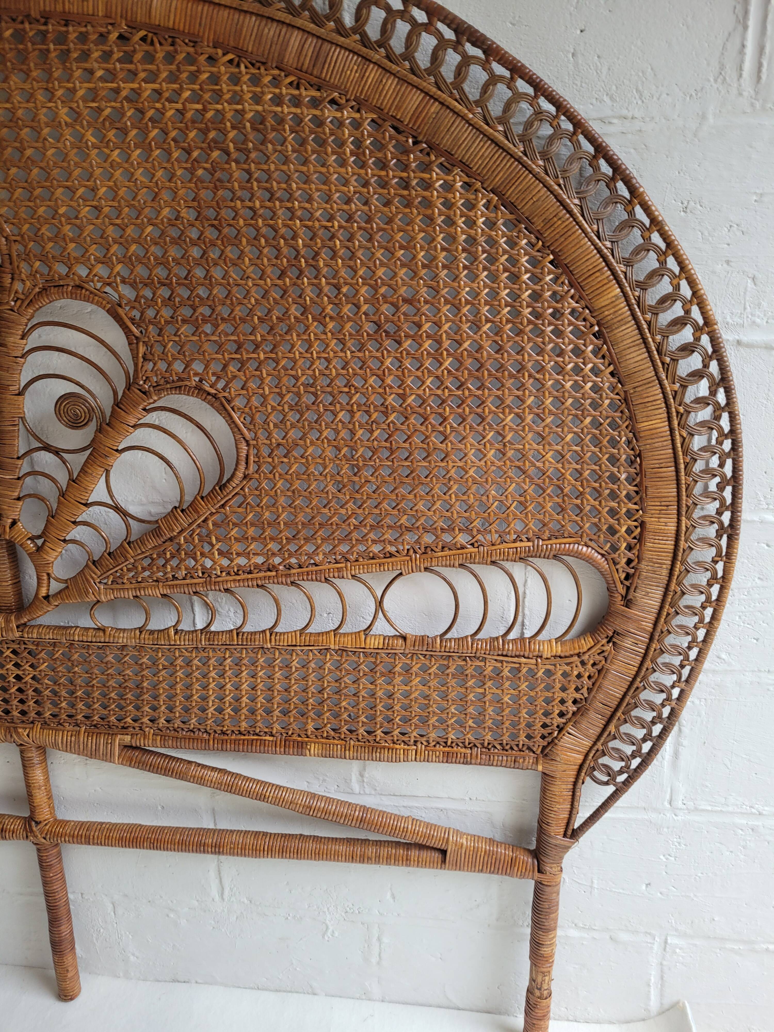 Peacock rattan headboard bed