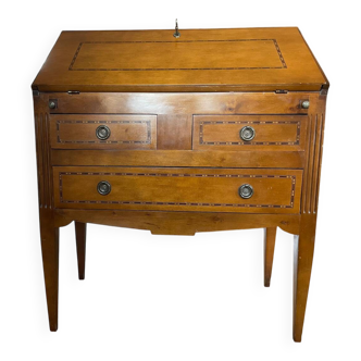 Secretary with drop-leaf in Louis XVI style – patinated wood and interior co